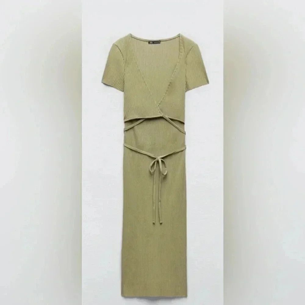 Zara ribbed dress | Olive Green | Size Large